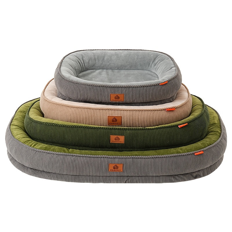 [Soft Dog Bed] Soft Polyester 1pc Dog Bed with Memory Foam Insert | Non-Slip, Washable Pet Bed for Cats and Dogs, Green and Black, Medium to Large, Pet Bedding