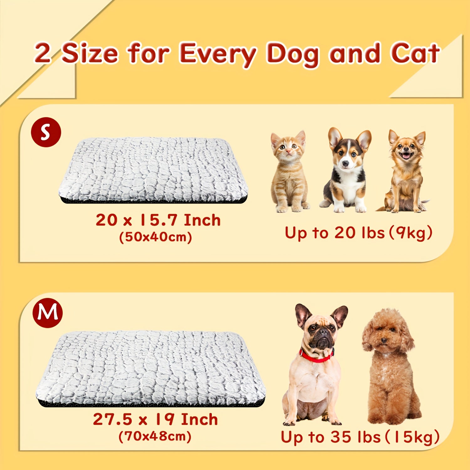 1pc Thermal Pet Bed Mat for Cats and Dogs - Ultra Soft Washable Sleeping Pad with Detachable Cover, Non-Slip Bottom for Indoor Outdoor Kennel Use, Durable and Comfortable Warming Mat for Small Medium Pets