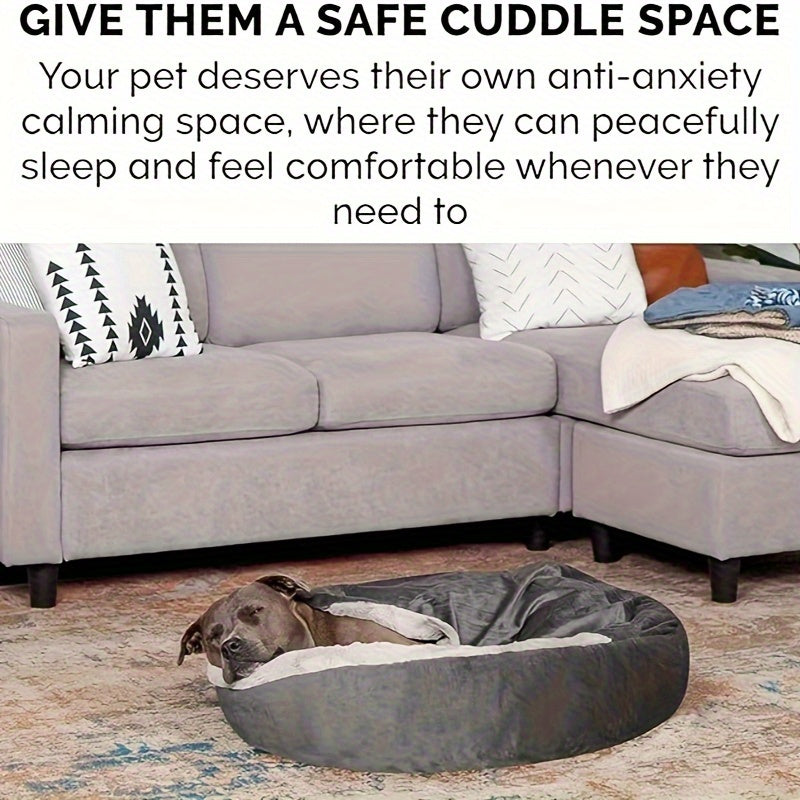 1pc Cozy Pet Sack Bed with Hood - Plush Velvet Dog Cat Cave Cuddler, Polyester Fiber Fill, Non-Slip Bottom, Machine Washable, Calming Pet Bed for Small to Medium Dogs and Cats, Pet Bed, Cozy Cat Enclosure, Soft Velvet Texture