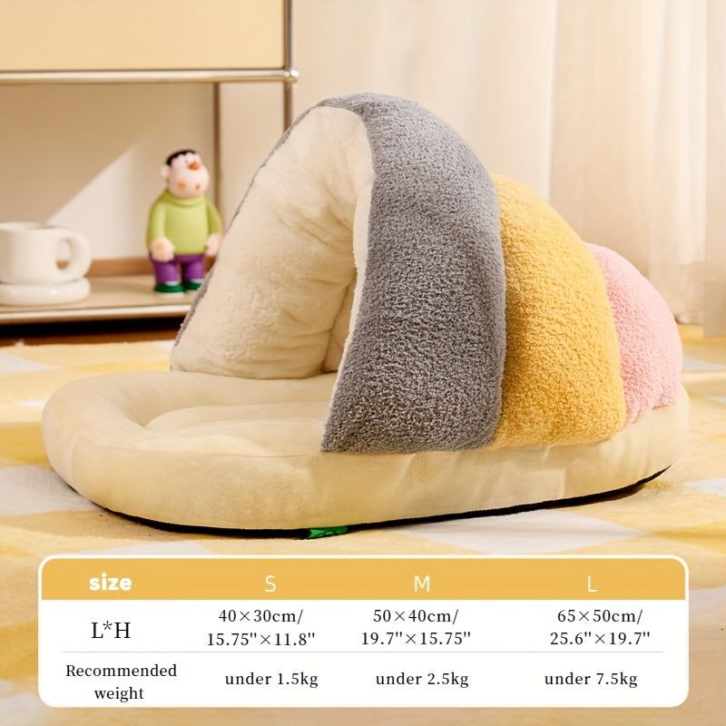 1pc Cozy Contemporary Cat Bed Cave, Soft Polyester Fiber Pet Bed with Warm Blanket, Indoor Cat and Small Dog House, Easy Assembly, Comfortable Sleeping Nest for Kittens and Puppies