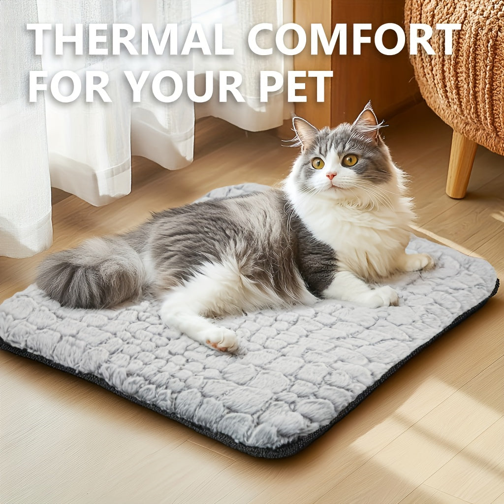 1pc Thermal Pet Bed Mat for Cats and Dogs - Ultra Soft Washable Sleeping Pad with Detachable Cover, Non-Slip Bottom for Indoor Outdoor Kennel Use, Durable and Comfortable Warming Mat for Small Medium Pets