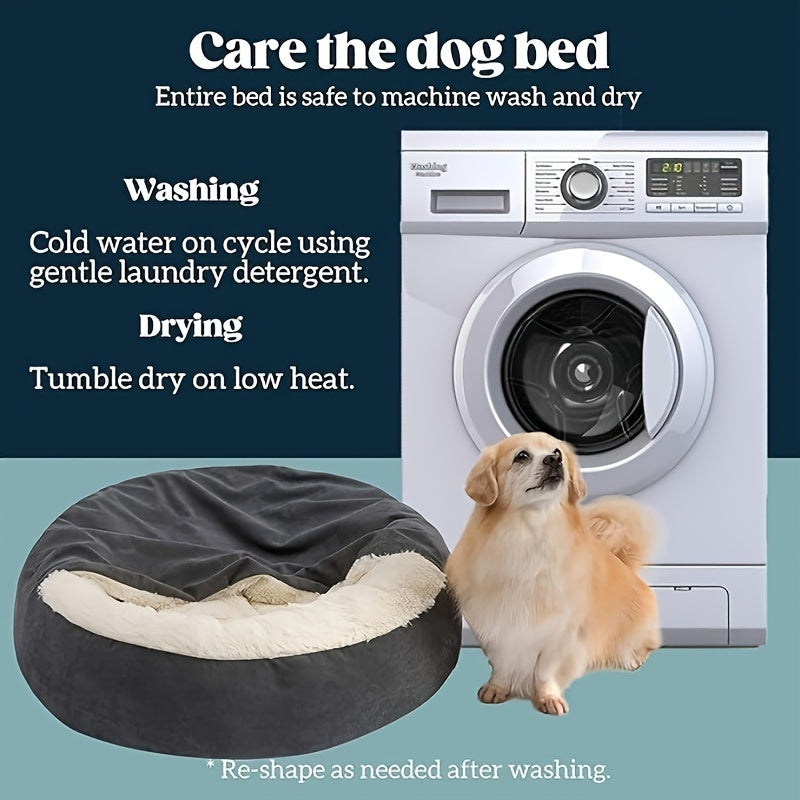 1pc Cozy Pet Sack Bed with Hood - Plush Velvet Dog Cat Cave Cuddler, Polyester Fiber Fill, Non-Slip Bottom, Machine Washable, Calming Pet Bed for Small to Medium Dogs and Cats, Pet Bed, Cozy Cat Enclosure, Soft Velvet Texture
