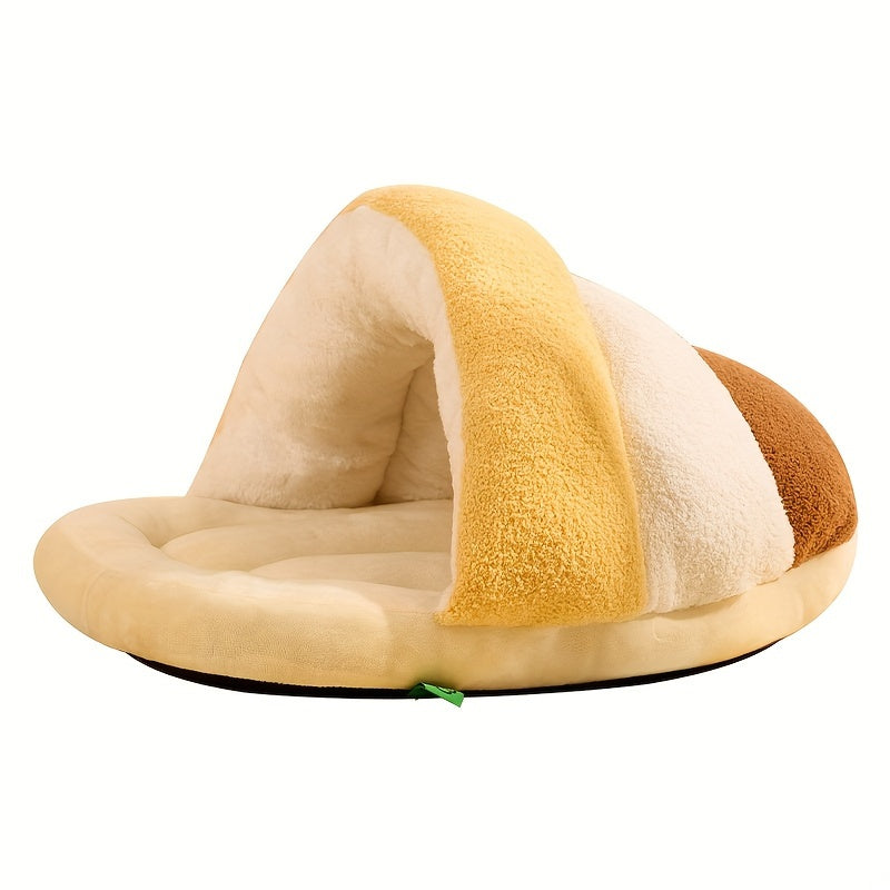 1pc Cozy Contemporary Cat Bed Cave, Soft Polyester Fiber Pet Bed with Warm Blanket, Indoor Cat and Small Dog House, Easy Assembly, Comfortable Sleeping Nest for Kittens and Puppies