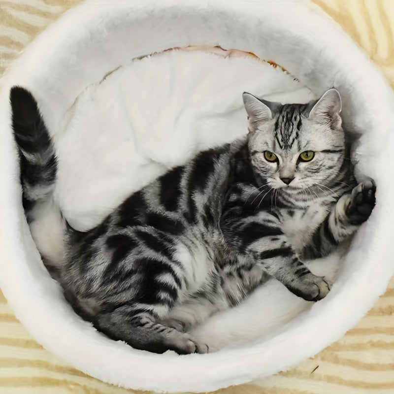 [Cozy Pet Nest, Vintage Style] SUPER LARGE TOPETU Cozy Pet Nest - Plush Cushion, Vintage Style, Non-Electric, Durable PP - Perfect for Dogs & Cats